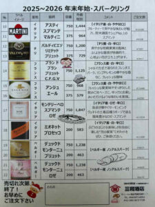 年末年始　クリスマス　スパークリングワイン