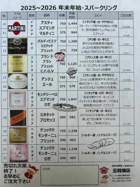 年末年始 クリスマス スパークリングワイン