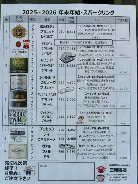 年末年始 クリスマス スパークリングワイン